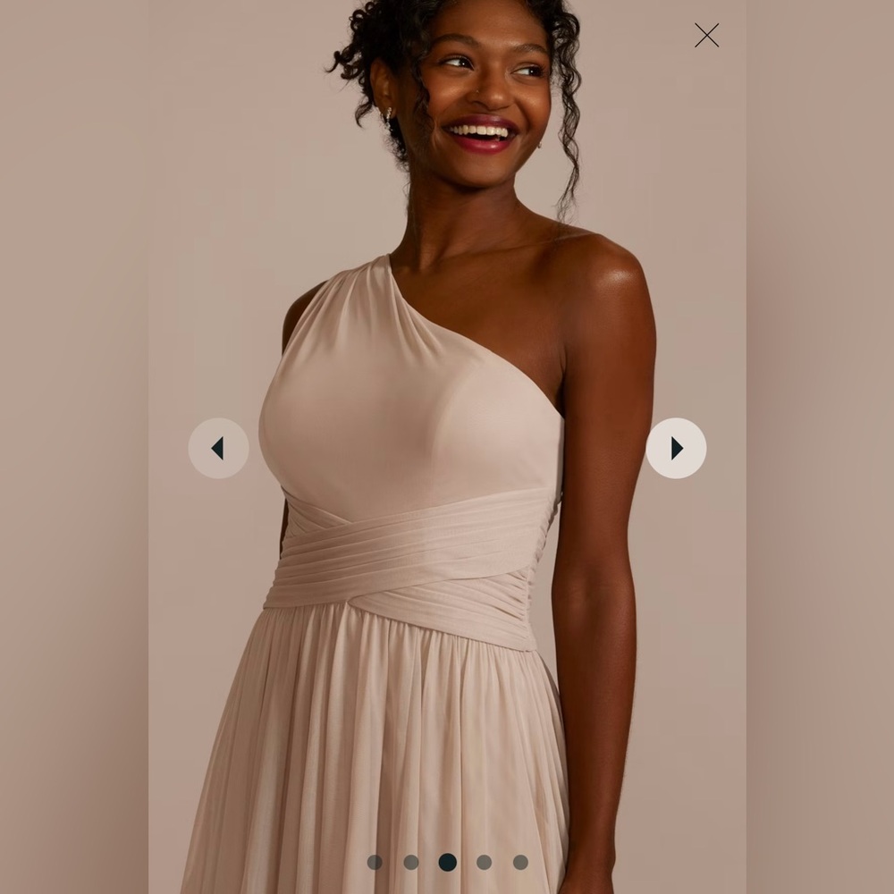 MESH ONE-SHOULDER BRIDESMAID DRESS WITH FULL SKIRT,CHIANTI,18 - Picture 3 of 7